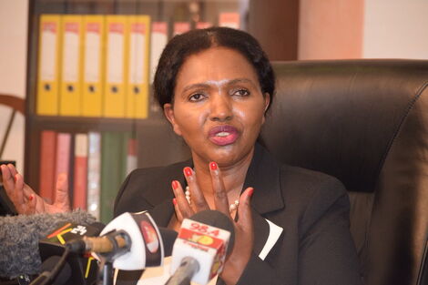 Keroche Breweries CEO Tabitha Karanja speaking during a past press briefing