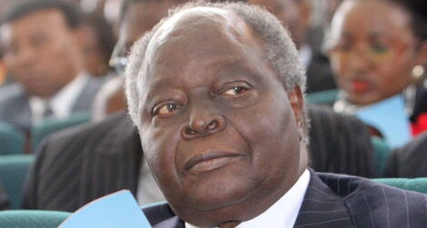 Kenya's third President Mwai Kibaki at a public event