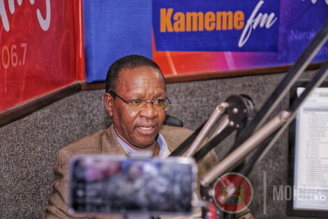 Interior Principal Secretary Karanja Kibicho during an interview on Kameme Radio on Tuesday June 14, 2022