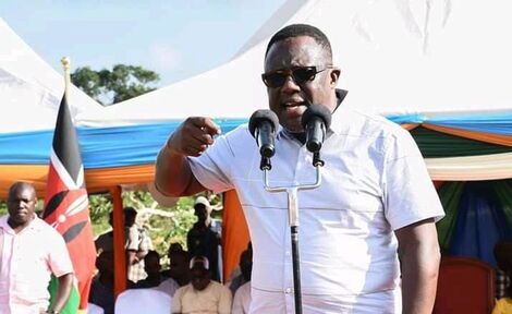 A photo of Kilifi Deputy Governor Gideon Saburi giving an address in Ganda Ward, Kilifi.