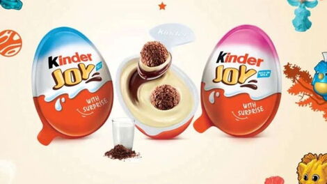 A poster showing Kinder Joy, popular chocolate candy for kids