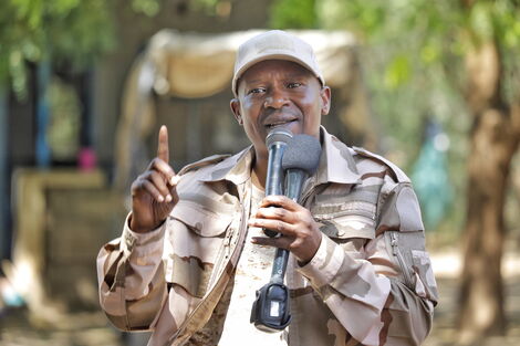 Interior CS Prof Kithure Kindiki addressing police officers on Wednesday, November 30, 2022, in Turkana County