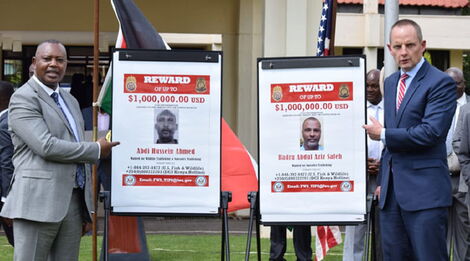 US Embassy, Nairobi, Charge d’Affaires Eric Kneedler and DCI Boss George Kinoti at the DCI HQ on Thursday, May 26, 2022.