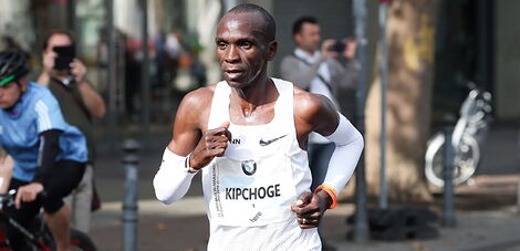 Eliud Kipchoge during a marathon 