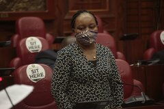 Kirinyaga County Governor Anne Waiguru appearing before the Senate Special Committee on June 23, 2020.