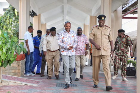 Interior CS Prof Kithure Kindiki arrives in Mtwapa, Kilifi County on November 16, 2022.