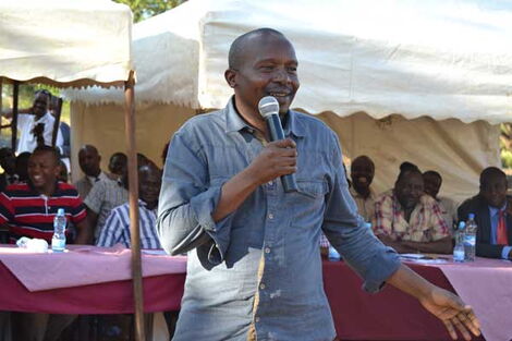 Meru Senator Kithure Kindiki addresses a gathering in Meru in 2019