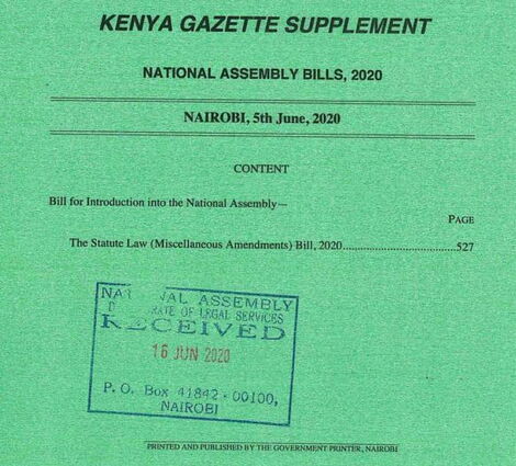 The Statute Law (Miscellaneous Amendments) Bill 2020.