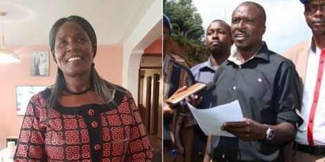 A collage image of Bomet East MP Beatrice Kones and her son Kelvin Kalya.