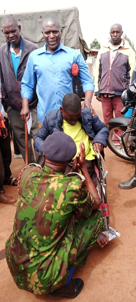 Kisii Police Boss Francis Kooli Donating Wheelchairs in Kisii on Tuesday October 12