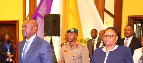 A photo of President William Ruto (left) and Chief Justice Martha Koome during the launch of the NCAJ inaugural Annual report on Monday, December 5, 2022 at Safari Park, Nairobi County.