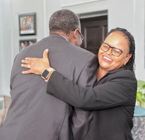 Martha Koome congratulating David Maraga