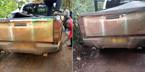 A vehicle with government plates blocked while ferrying election materials.