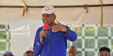 Gatundu South MP Moses Kuria at Maya Gardens Sagana, with Chama Cha Kazi Aspirants at a nomination planning meeting on March 12, 2022