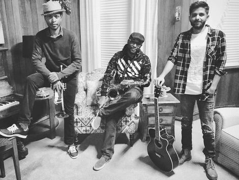 Kwanza Nation Jazz Band. From left, from Left to Right Kennedy Liti Mbeva, Reuben Makomere and Neeraj Luke