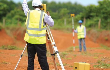 Land surveyors at work