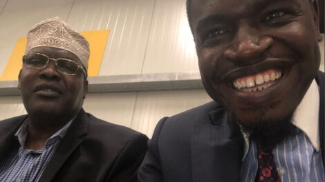 LSK President Nelson Havi (right) takes a selfie with embattled Lawyer Miguna Miguna on March 26, 2018.