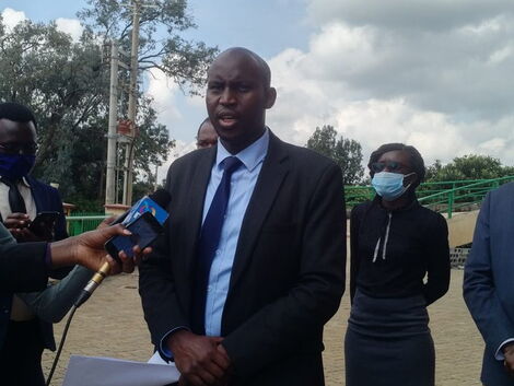 Law Society of Kenya (LSK) North Rift Branch Chairman Joshua Maritim addresses a press conference on June 11, 2020
