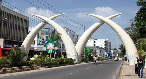 Landmark tusks in Mombasa