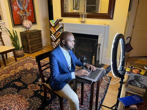 BBC journalist Larry Madowo making his virtual lecture to Canada’s Carleton University School of Journalism