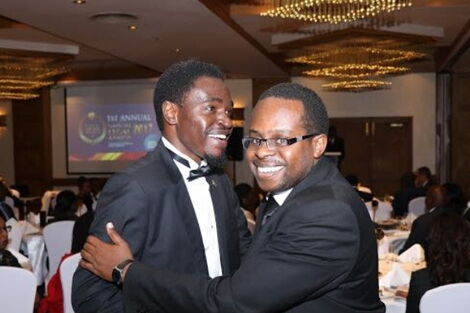 Lawyers Nelson Havi (left) and Charles Kanjama (right) at the Nairobi Legal Awards, Nairobi County, in May 2018
