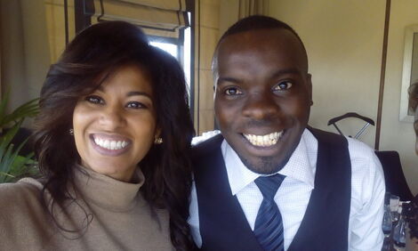 An undated image of Leon Lidigu(right) with Journalist Julie Gichuru(left)