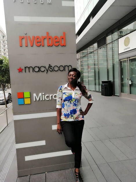 Linah Onyango poses for a photo during the Micrtosoft reactor Conference in San Fransisco, USA, on October 20, 2019.