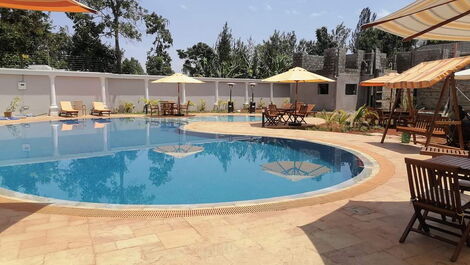 Swimming pool area at the Little Gem Resort in Siaya County.