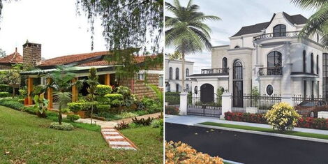 Photo collage of a house in Loresho in Nairobi and an artistic representation of a mansion in Loresho