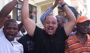 Lungalunga MP Abdalla Mwashetani celebrates a past victory