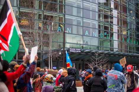 Dorothy Sewe a resident of Grand Rapids during protests in US on Friday April 15, 2022