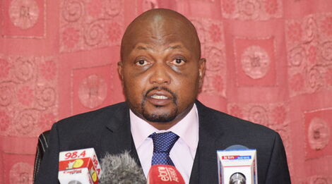 Gatundu South MP Moses Kuria addresses journalists at Parliament buildings on January 10, 2019