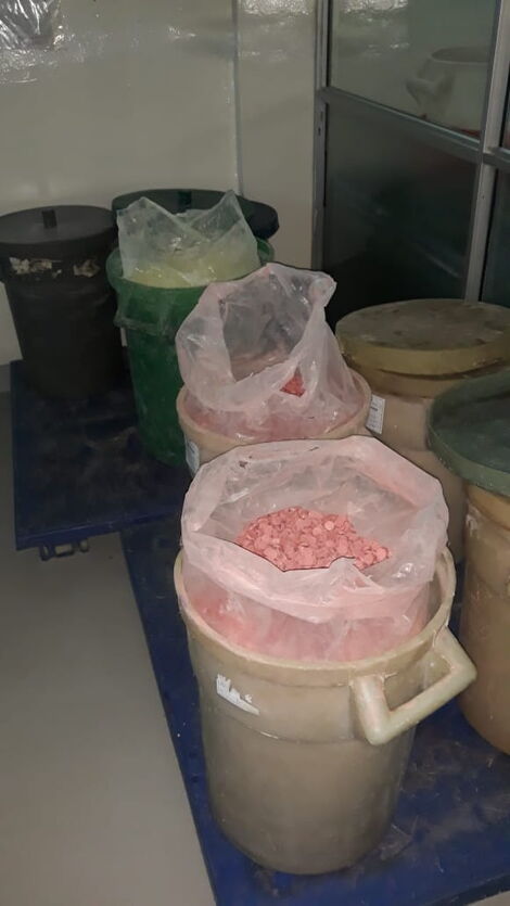 Some of the drugs impounded inside the Mac Pharmaceutical Limited, Nairobi.
