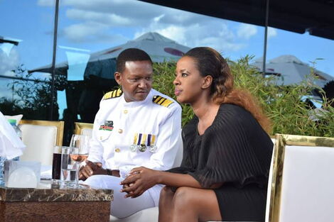 Machakos Governor Alfred Mutua (left) and ex-wife Lilian Ng'ang'a at his birthday party on August 22, 2021.