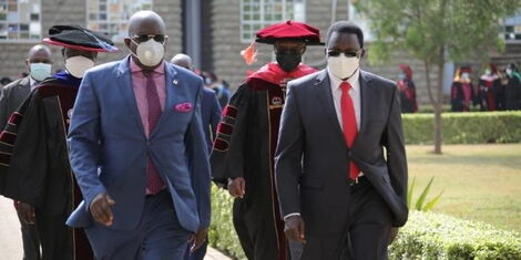 Education CS George Magoha arrives at Kabarak University in Nakuru County to preside over their 17th Graduation ceremony on Friday, December 17, 2021