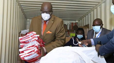 Education Cabinet Secretary George Magoha during the distribution of KCPE exams 