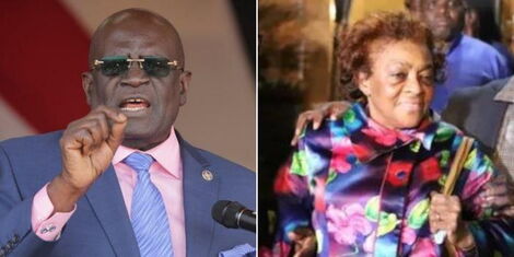 A photo collage of former Education CS George Magoha (left) and his wife Barbara Odudu Essien Magoha at the Lee Funeral Home on January 24, 2023.