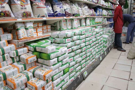 Maize flour stocked at a supermarket in Kenya