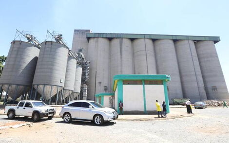 Maize silos and driers at the Eldoret National Cereals and Produce Board (NCPB) depot.
