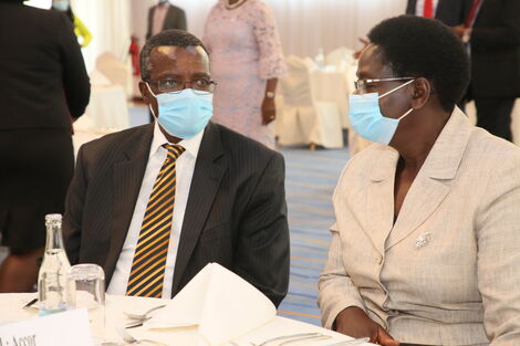 Retired Chief Justice David Maraga with his wife at the celebratory luncheon with governors on January 13, 2021