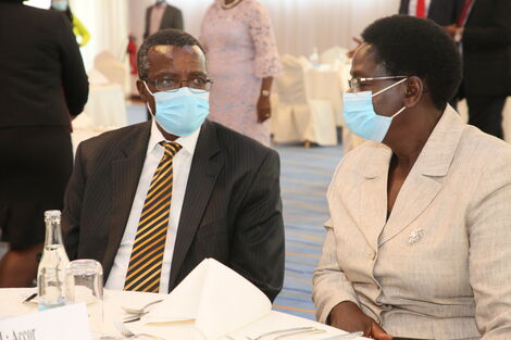 Retired Chief Justice David Maraga with his wife at the Celebratory Luncheon with Governors on January 13, 2021