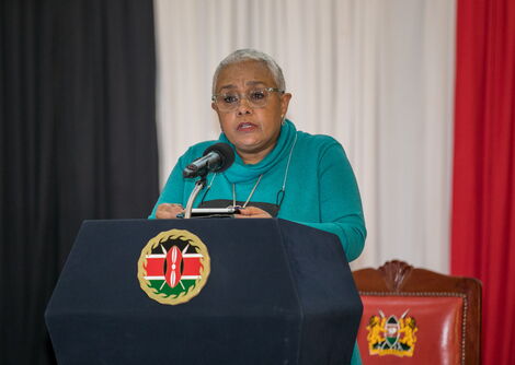First Lady Margaret Kenyatta Speaking During a Function at Kenya School of Government on October 13
