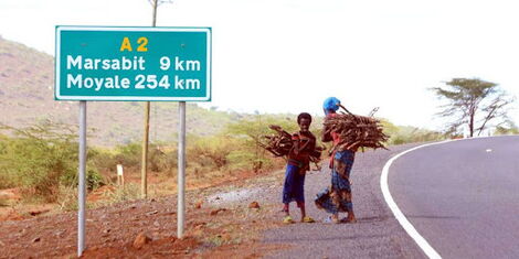 A road sign leading to Marsabit County