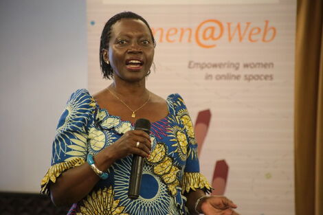 Martha Karua addresses the Women at Web summit in Nairobi on February 25, 2020.