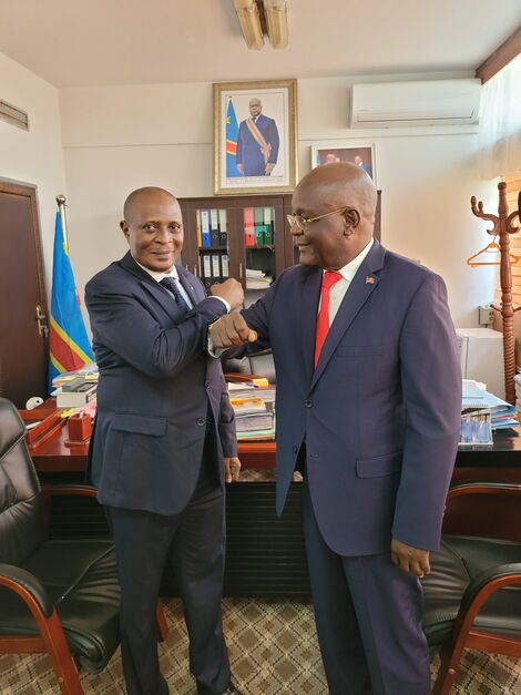 Ambassador George Masafu meeting Secretary General of the MFA of the DRC Joska Kabongo on Wednesday February 16, 2022
