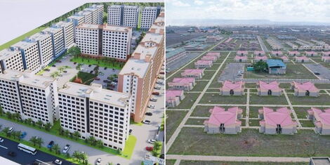 Photo collage of the artistic representation of the affordable houses and those already completed