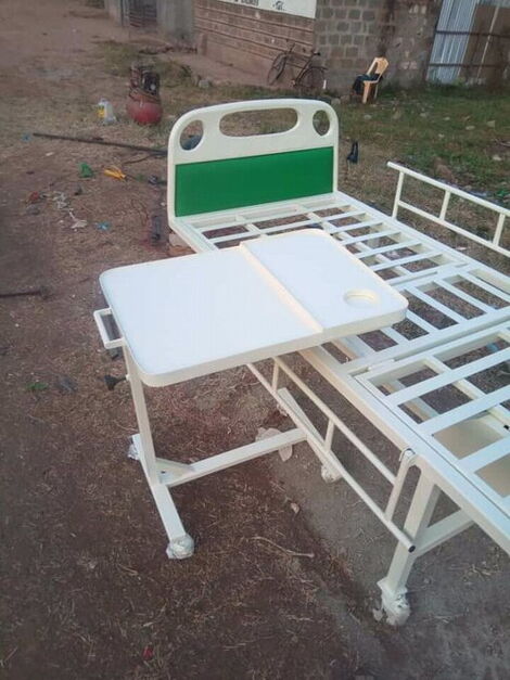 One of the hospital beds built by Meshack Otieno, a Jua Kali artisan based in Juja, Kiambu