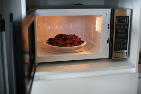 Food being heated using a microwave