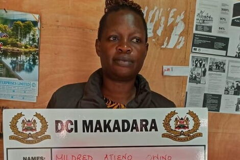 Mildred 'Atty' Atieno at the DCI Makadara offices on January 25, 2020, when she was cited for incitement and violence.
