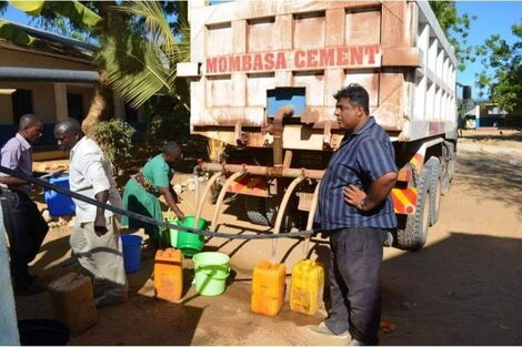 Mombasa Cement Limited owner and director Hasu Patel supplies water to Mombasa Residents.